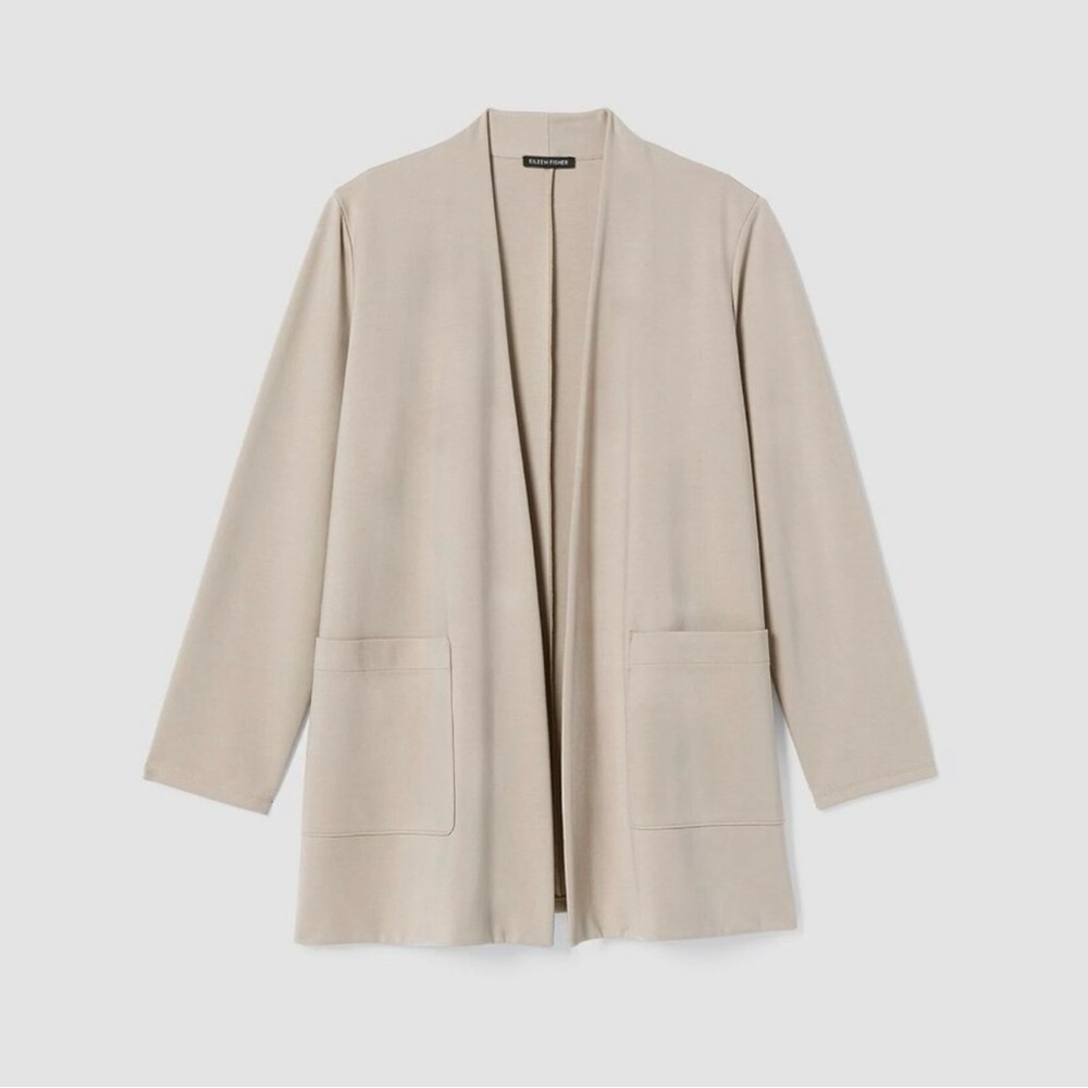 Eileen Fisher Washable Flex Ponte High Collar Jacket Cream Women's 1X